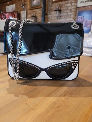 £54 • Buy Lulu Guinness Black Jewelled Glasses Doll Face Large Annabelle Bag 