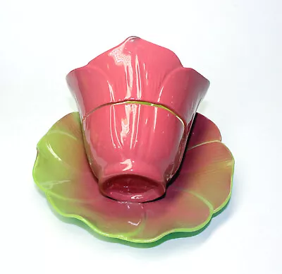 New Mustardseed And Moonshine ROCK ROSE Cup & Saucer PLACE CARD HOLDER Rare • $125