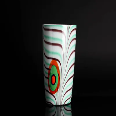 Murano Glass Vase Carlo Moretti Feather Murrine Signed Tramonto IN Laguna Unique • $520.08