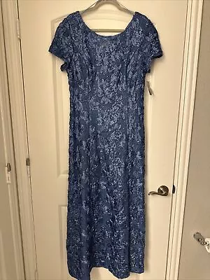 Alex Evenings Dress Long A-line Short Sleeves Brushed Periwinkle Size 16 • $50
