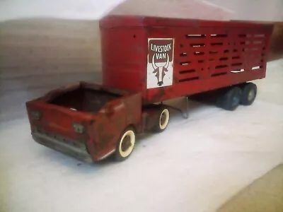 Vintage 1950’s  STRUCTO CATTLE FARMS SEMI TRUCK WITH LIVESTOCK TRAILER HAULER • $30