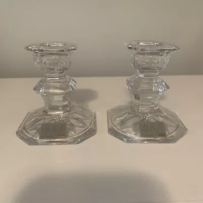  Pair Of 2 Mikasa Crystal Glass Candle Stick Holders 3  Made In Slovenia • $13.90