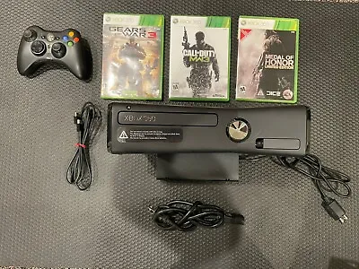 Xbox 360 S Console -Black (1439) W/controller Ac Adapter HDMI 3 Games Tested • $99.99