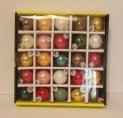 West Elm Shiny-Brite 25 Colored Glass Ball MINI Christmas Ornaments W/ Orig Box  • $25.88