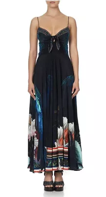 Camilla Night Flight Tie Front Silk Maxi Dress/Size Small/10-12/Cocktail/ Party • $249.50