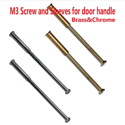 M3 Connecting ScrewsBolts With Sleeves For Door Handle And Roses Brass & Chrome • £4.99