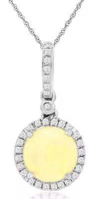 Estate 1.32ct Diamond & Aaa Opal 14k White Gold 3d Halo Classic Floating Pendant • $959.62