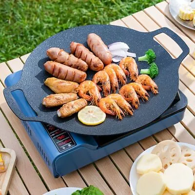 Korean BBQ Grill Pan Cooking Round Grill Barbecue Grilling Plate Cookware • $30.03