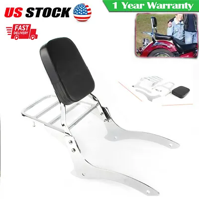 Sissy Bar Luggage Rack Pad Backrest For Yamaha V Star XVS1100 Dragstar 2000-2011 • $83.38