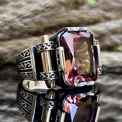 Men's Ring 925K Sterling Silver Turkish Jewelry Alexandrite Stone All Size    • $58