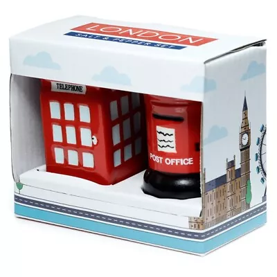 London Post And Telephone Box Salt & Pepper Ceramic Shakers Novelty Pots Cruet • £6.50