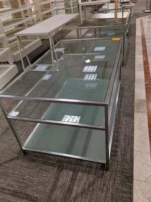 Retail Store Fixture Merchandise Display Glass Table W Shelves 5' X 3' Strong • $211