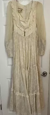 VTG GUNNE SAX By Jessica Dress Maxi Prairie Boho Cottagecore Ivory Lace • $199.99