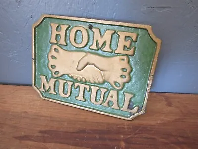 Vintage Cast Iron Home Mutual Fire Insurance Plaque Sign • $44.99