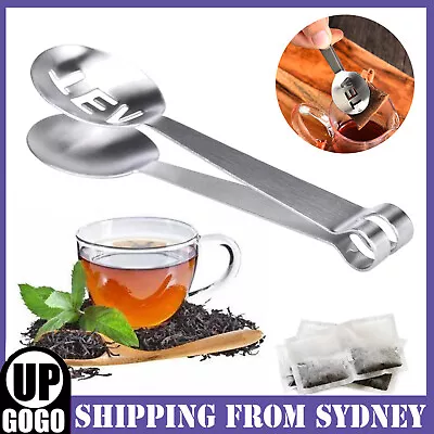 Tool Tea Bag Drying Decorative Kitchen Stainless Steel Teabag Squeezer Tongs AU • $3.58