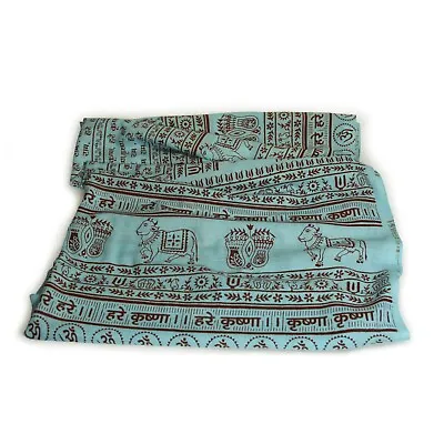 Meditation Yoga Prayer Shawl - Maha Mantra - Turquoise Large • $28.48