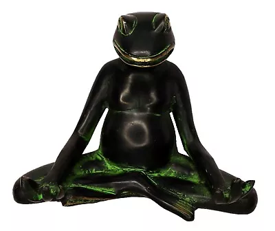 Meditating Yoga Frog Statue Handmade Brass Home Office Decor Figure Sculpture • $51.38