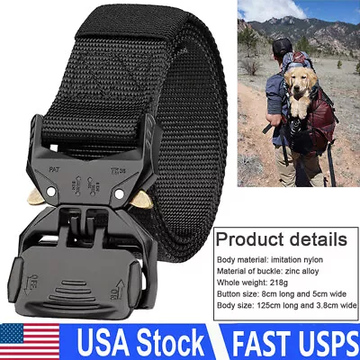 Men's Tactical Nylon Belt Adjustable Alloy Buckle Sports Belt Quick Release Belt • $11.77