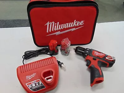 Milwaukee 2407-20 M12 Drill 2 Batteries Charger And Carry Case • $90