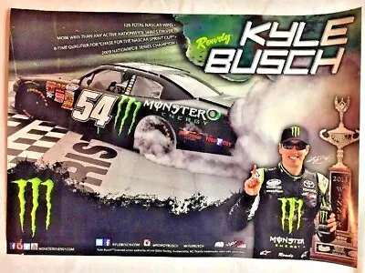 NASCAR KYLE BUSCH MONSTER ENERGY DRINK PROMO POSTER 22 X 16...NEVER DISPLAYED • $8.99