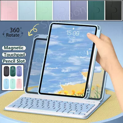 360° Rotating Keyboard Case Mouse For IPad 7/8/9/10th Generation Air 5 4 Pro 11 • £10.99