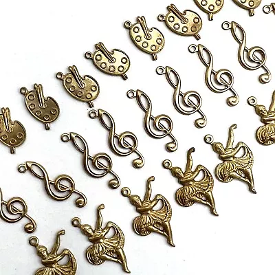 Brass Metal Charms  Ballet Dancer Music Clef Artist Pallet Jewelry Findings • $3.50