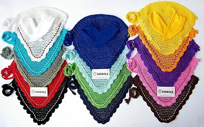 Ear Net Horse Fly Veil Crochet Equestrian With Piping 14 Colors Full/cob/ &pony  • £4.10