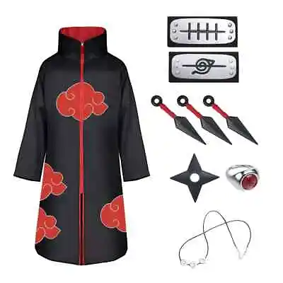 Akatsuki Uchiha Itachi Anime Cosplay Unisex Costume Ninja Naruto Cloak Size XXL • £9.99