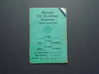 £1 • Buy Worcestershire: Worcester Old Elizabethans' Assoc. Cricket Fixture Card 1948