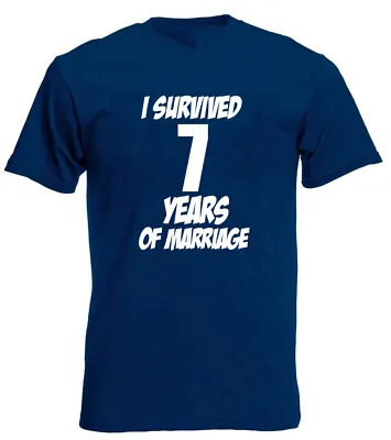 Survived 7 Years Marriage T-Shirt 7th Wedding Anniversary Gifts For Husband Wife • £9.99