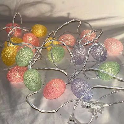 Vintage Set Of 20 Crystal Pastel Easter Egg String Lights Melted Popcorn Plastic • $19.95