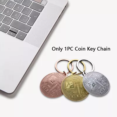 Bitcoin Shape Money Zinc Alloy Key Chain Gift Round Portable Souvenir Home Decor • $11.57