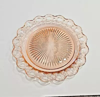 VTG Anchor Hocking Old Colony 1930's 10  Pink Depression Glass Lace Edge Plate  • $14.99