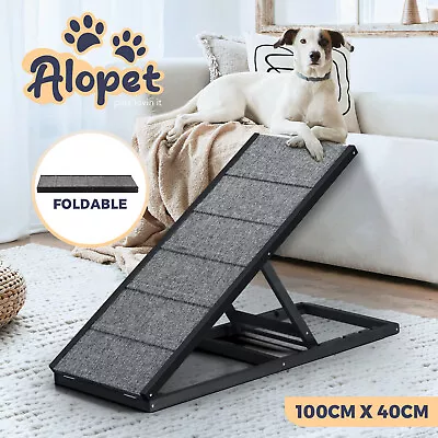 Alopet Dog Pet Ramp Adjustable Height Dogs Stairs Bed Sofa Car Foldable 100cm • $89.90