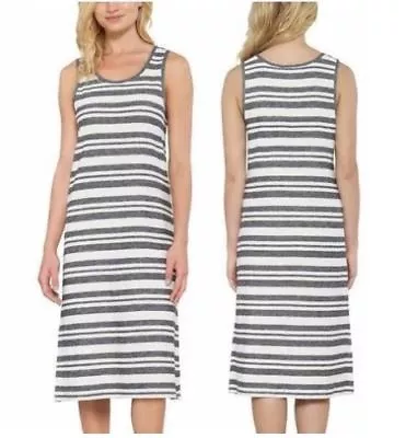 Matty M Ladies Side-Slit Tank Dress Medium Stripe Charcoal - NEW • $9.99