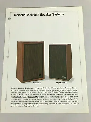 Rare Original 1960's MARANTZ Imperial Speaker Systems Sales Brochure • $19.95
