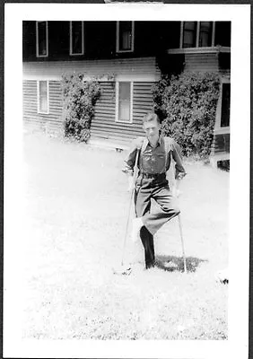 Vintage 1939 St Marie Hospital Montana Forestry College Man Crutches Old Photo • $5