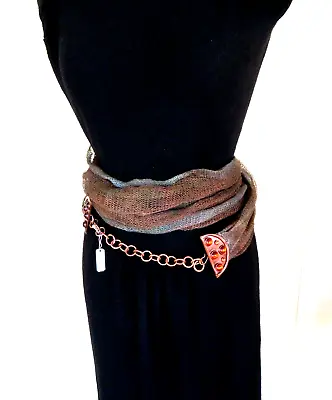 Sarah Cavender Handcrafted Copper Silver Metal Mesh Wide Goth Steampunk Belt NWT • $199