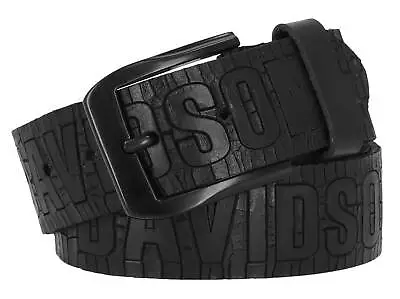 Harley-Davidson Men's Cracked Earth Raised H-D Logo Leather Belt - Black • $84.95