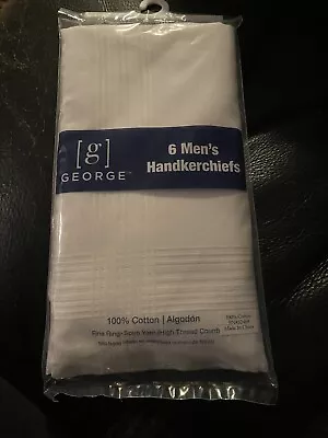 Men's White Handkerchiefs  6 Packs 100% Cotton  High Thread Count. • $11.89