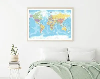$12.90 • Buy World Map Political High Details Print Premium Poster High Quality Choose Sizes