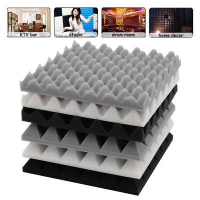 £18.95 • Buy 12/24 Acoustic Wall Panel Tiles Studio Sound Proofing Insulation Foam Floor Pads