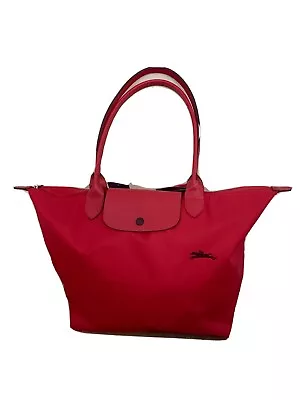 Large LONGCHAMP Bag LE CLUB PLIAGE Limited Edition RED Long Handle -PARIS! • $165