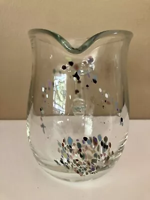 Hand Blown Mexican Glass Pitcher Signed  Applied Handle • $18.99