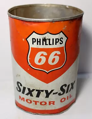 1960s Vintage Phillips 66 QUART OIL CAN TIN METAL OIL CAN BARTLESVILLE OKLAHOMA • $19.59