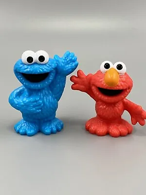 2 Sesame Street 3” Plastic Toy Figures Elmo And Cookie Monster Cake Toppers • $6.40