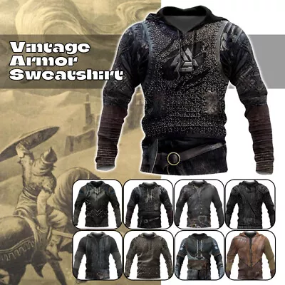 Medieval 3D Print Knights Hoodie Top Sweatshirt Pullover Costume PlusSize • $38.95