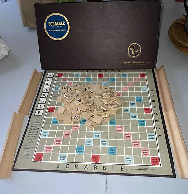 Vintage SCRABBLE Board Game 1948-1953 Selchow & Righter Complete Set Maroon Box • $17.99