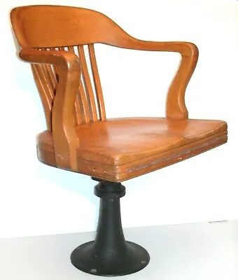 Vintage Industrial 3 Oak Barrister Jury Chairs Floor Mount Gunlocke • $975