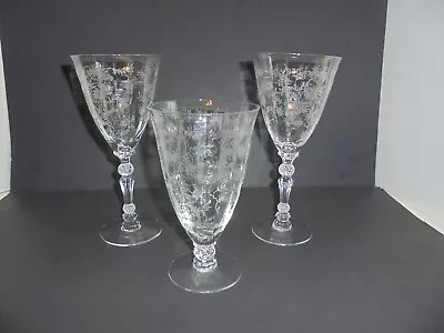 Vintage Fostoria Chintz Etched  2 Water & 1 Iced Tea  Glasses- Goblets • $15